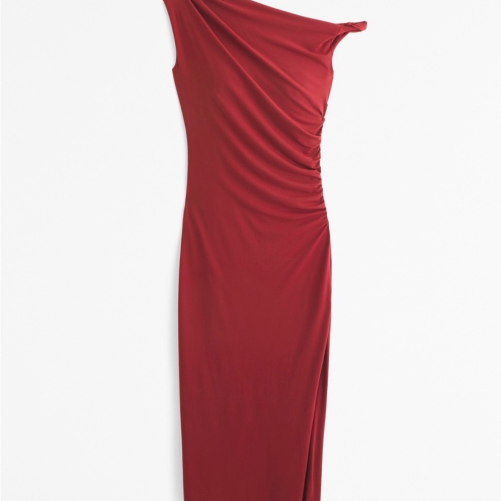 Abercrombie and fitch One-Shoulder draped Ruched Red Evening Dress